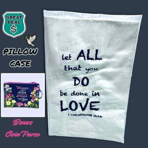 Religious Inspirational Pillowcase. NEW! Plus Bonus Gift!